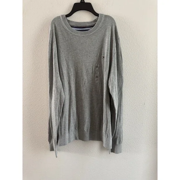 Tommy Hilfiger Pullover light Sweater Mens Size XXL Gray core Long Sleeves - Picture 5 of 15